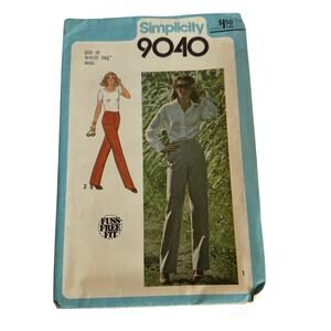 Simplicity 9040 Sewing Pattern Size 12 Miss Waist 26.5 Pant c.1979